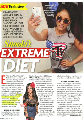 Illustration for article titled This Week in Tabloids: Snooki Lost the Baby Weight by Starving Herself and Taking Laxatives